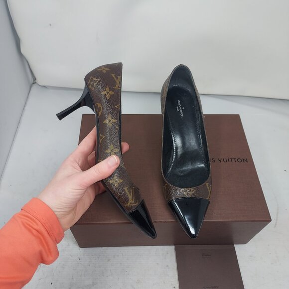 Louis Vuitton Brown Black Fetish LV Monogram Heel Pump